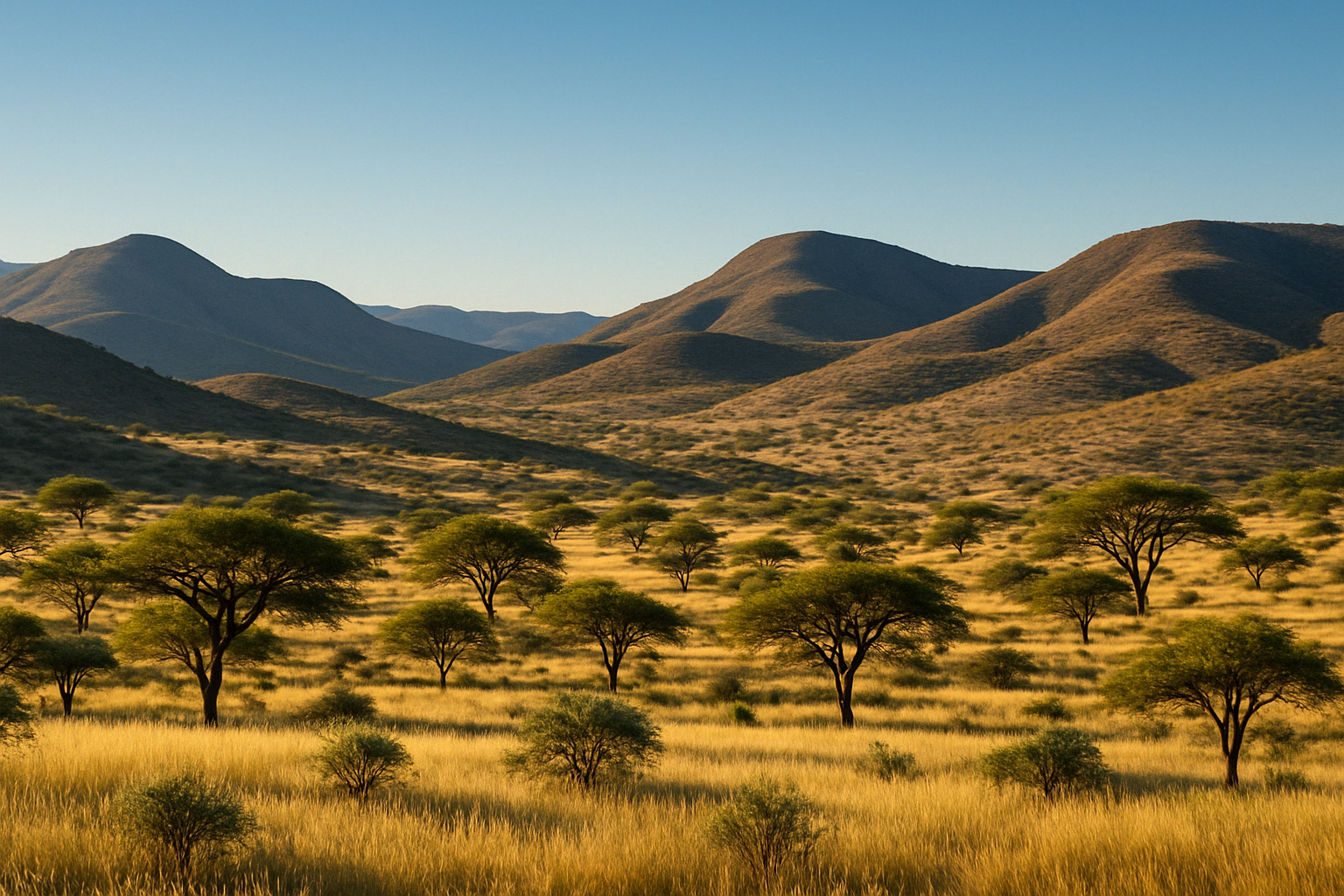 Kunene region landscape with acacia trees