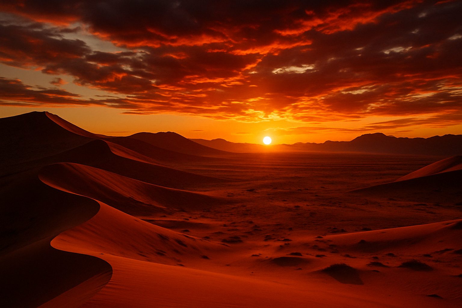Sunset over the Namib Desert